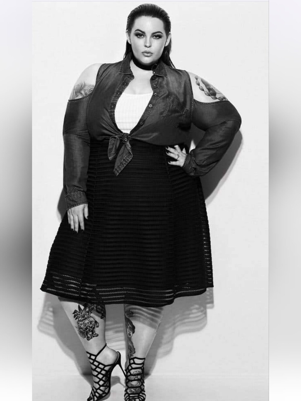 Penn XL XXL 1X Black A-Line Mesh Stripe Midi Skirt